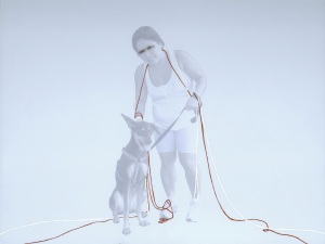 Redwhite 19 - Domestic helper from Philippines seen walking the dog
